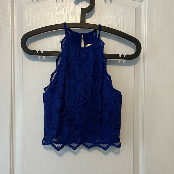 H&M electric blue lace top and skirt set - Picture 2 of 4